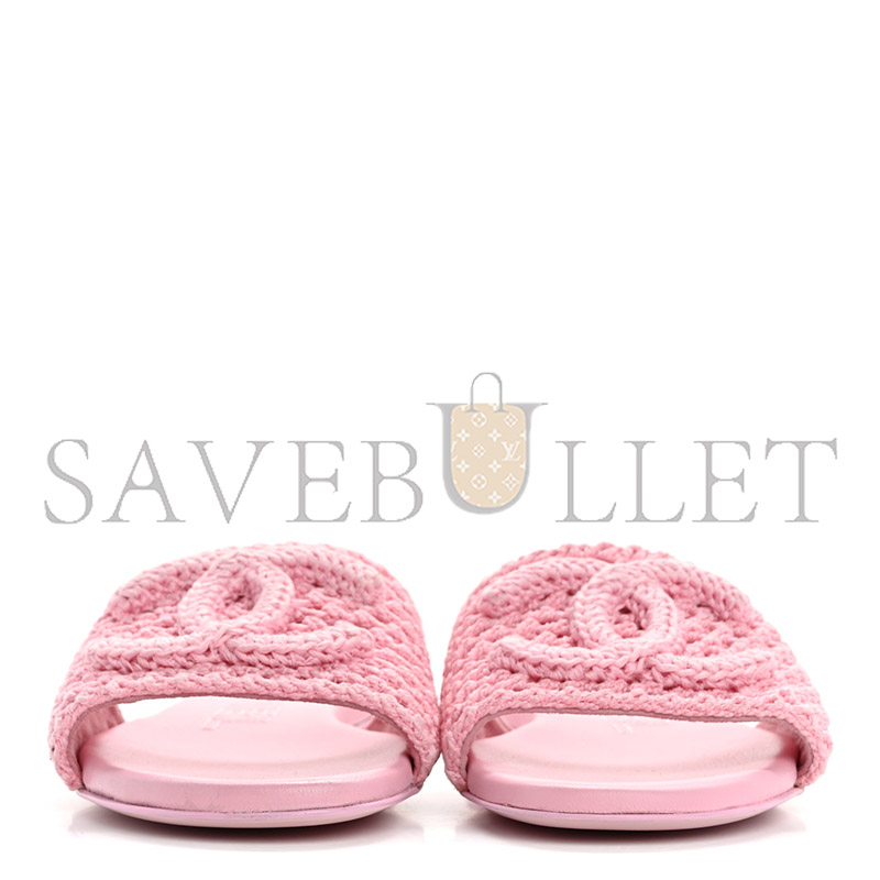 Ch*el crochet cc mules sandals 36.5 rose